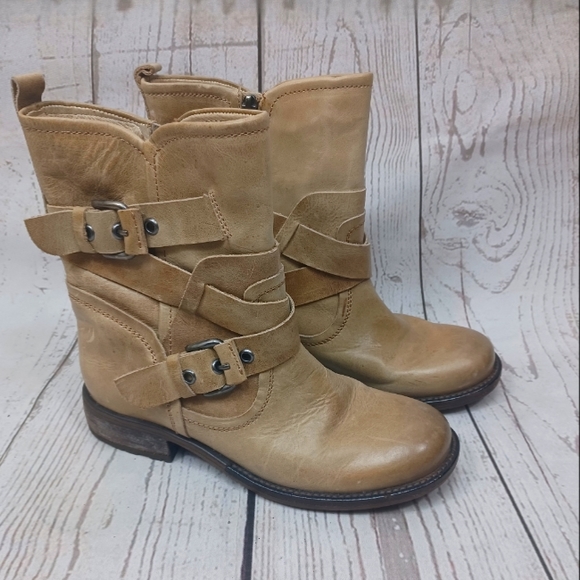 Guess Shoes - GUESS LeatherTan Womens Boots Booties Strap Buckles